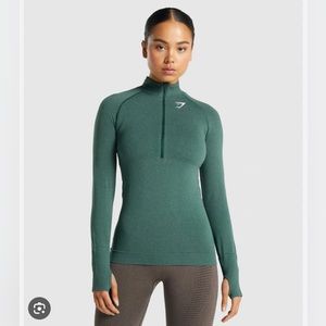 Gymshark Vital Seamless 2.0 half zip pullover Dark Green